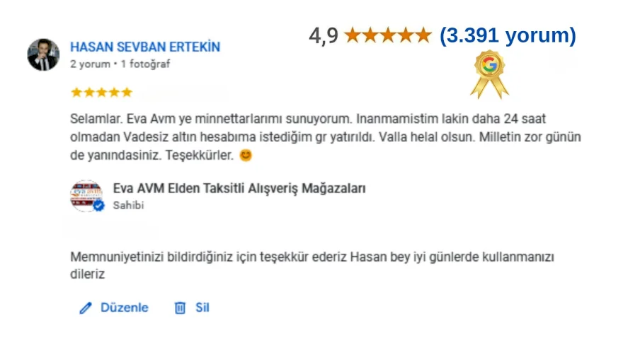 Vadesiz altın hesabıma istediğim gr yatırıldı !