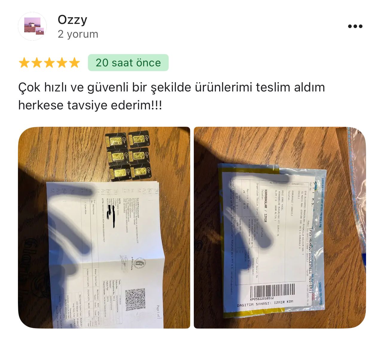 Google yorum görseli - Ozzy