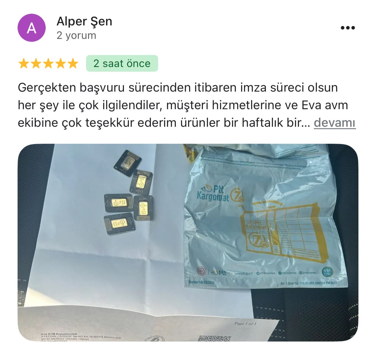 Google yorum görseli - Alper Şen