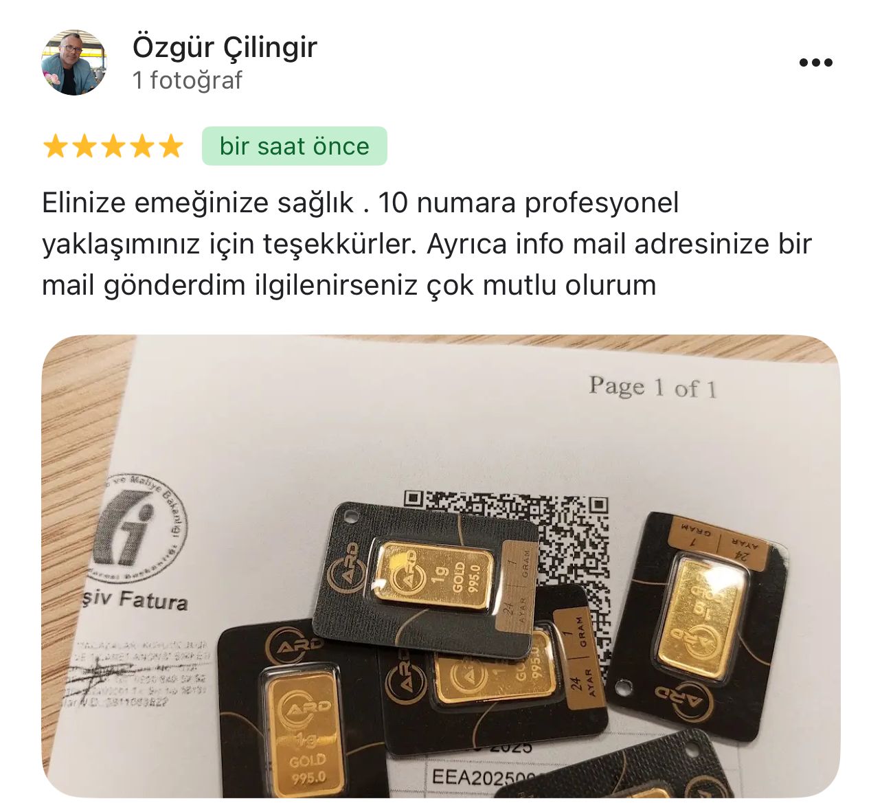 Google yorum görseli - Özgür Çilingir