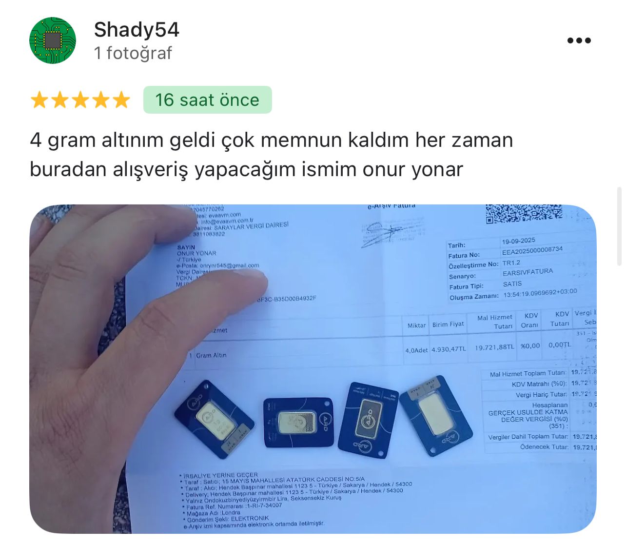 Google yorum görseli - Shady54