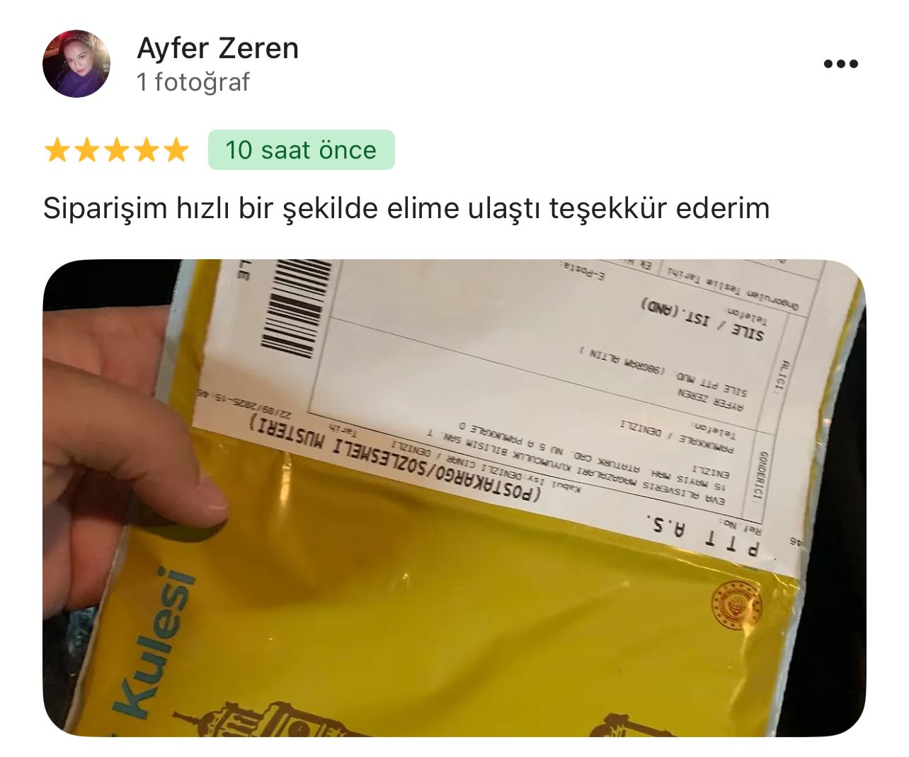 Google yorum görseli - Ayfer Zeren