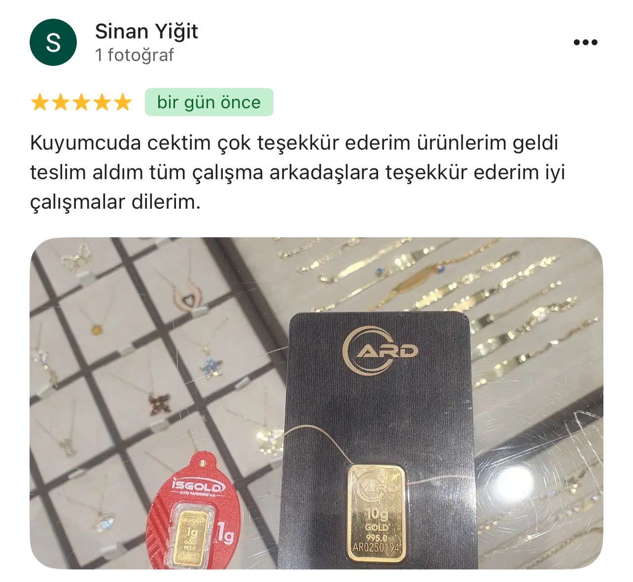Google yorum görseli - Sinan Yiğit
