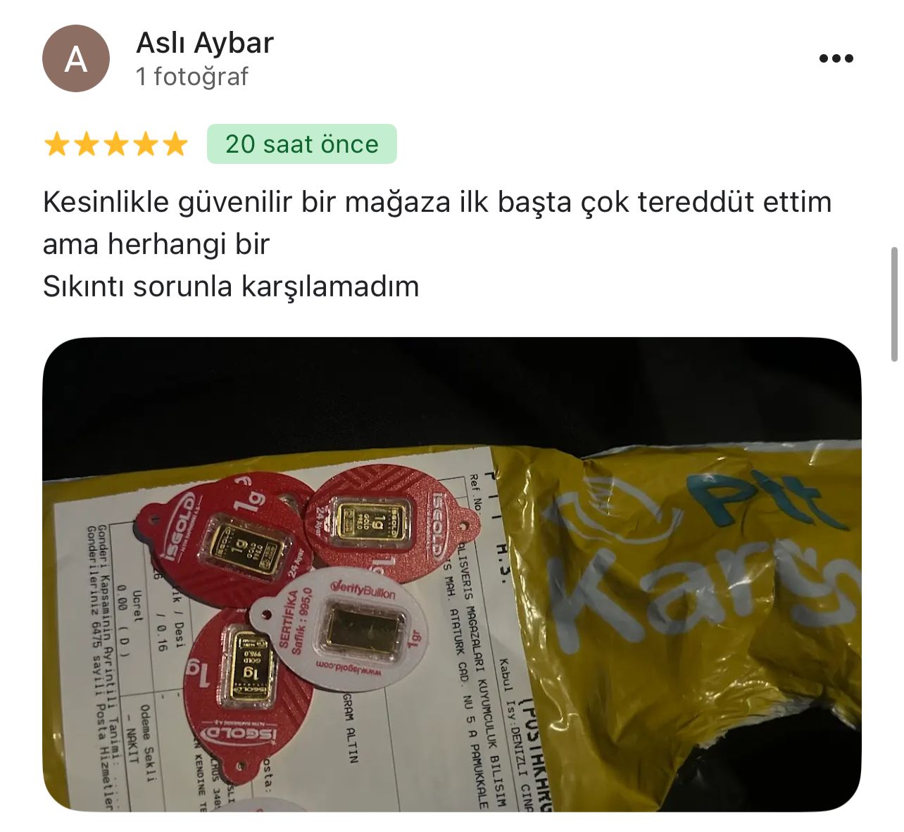 Google yorum görseli - Aslı Aybar