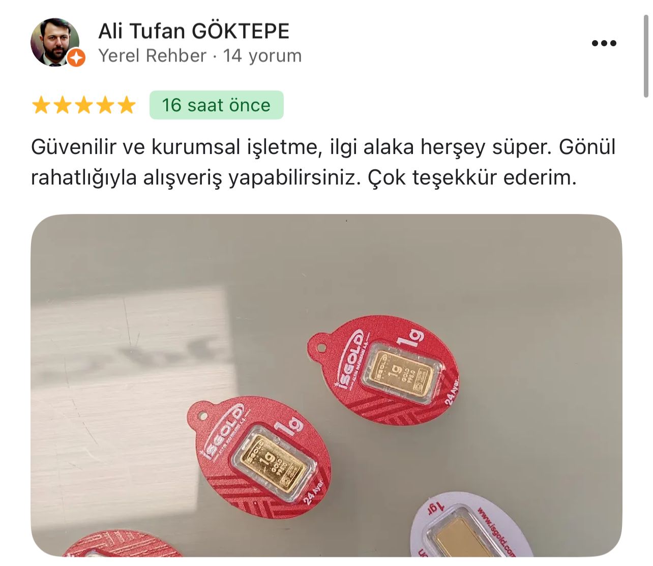 Google yorum görseli - Ali Tufan GÖKTEPE