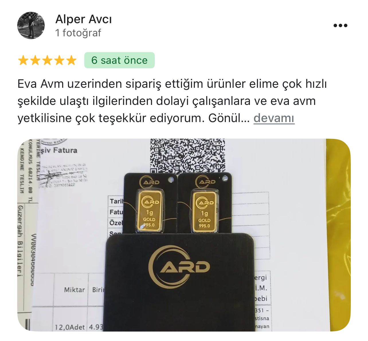 Google yorum görseli - Alper Avcı