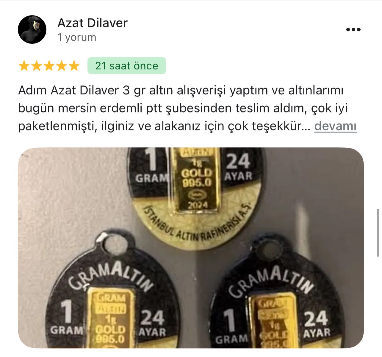 Google yorum görseli - Azat Dilaver