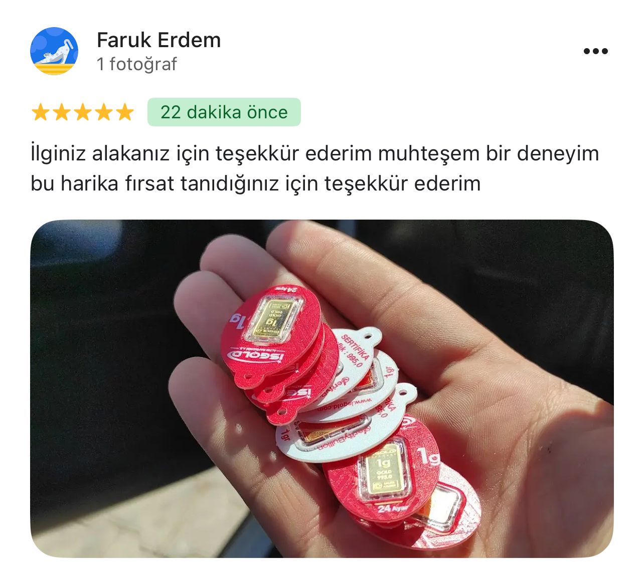 Google yorum görseli - Faruk Erdem