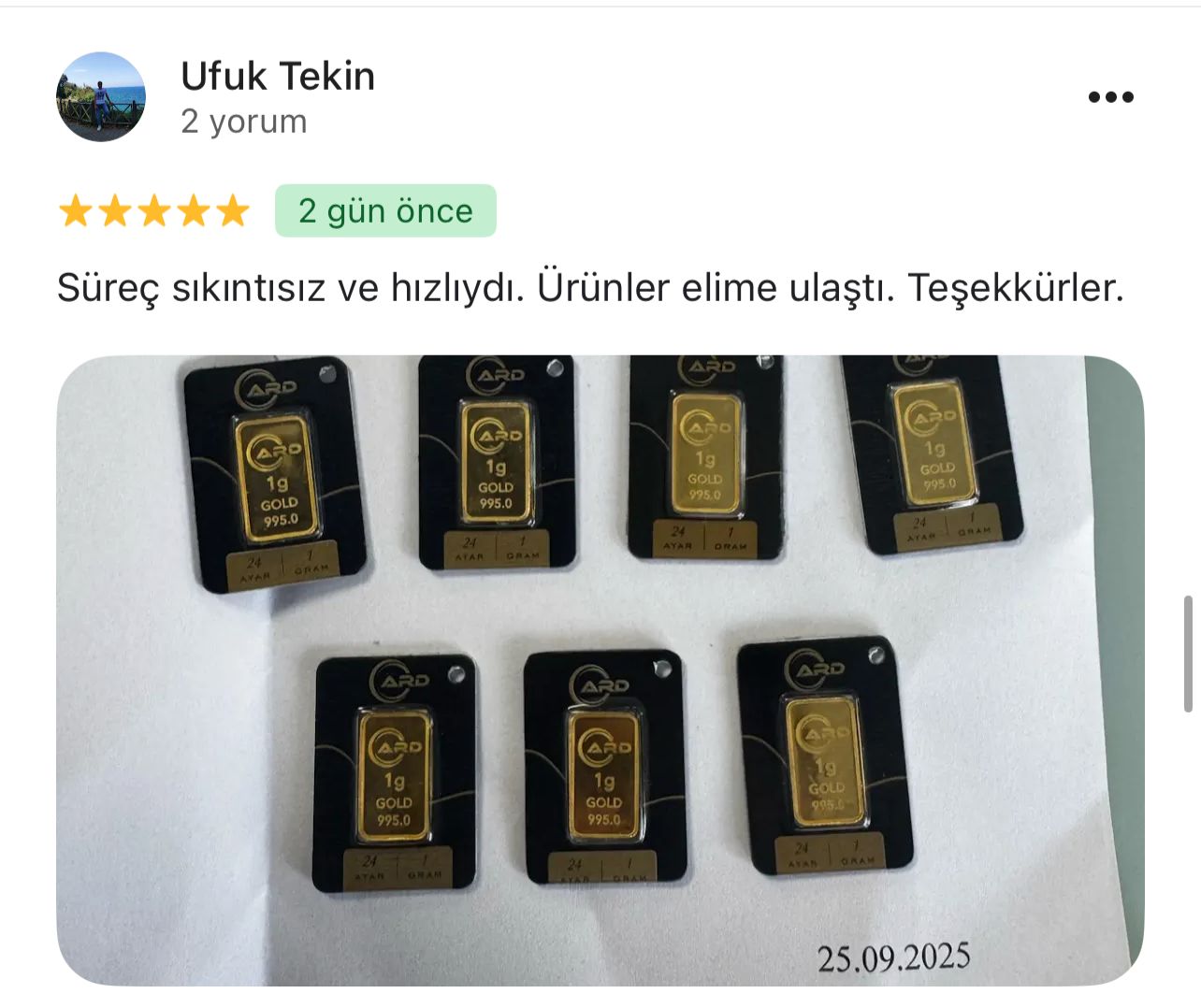 Google yorum görseli - Ufuk Tekin