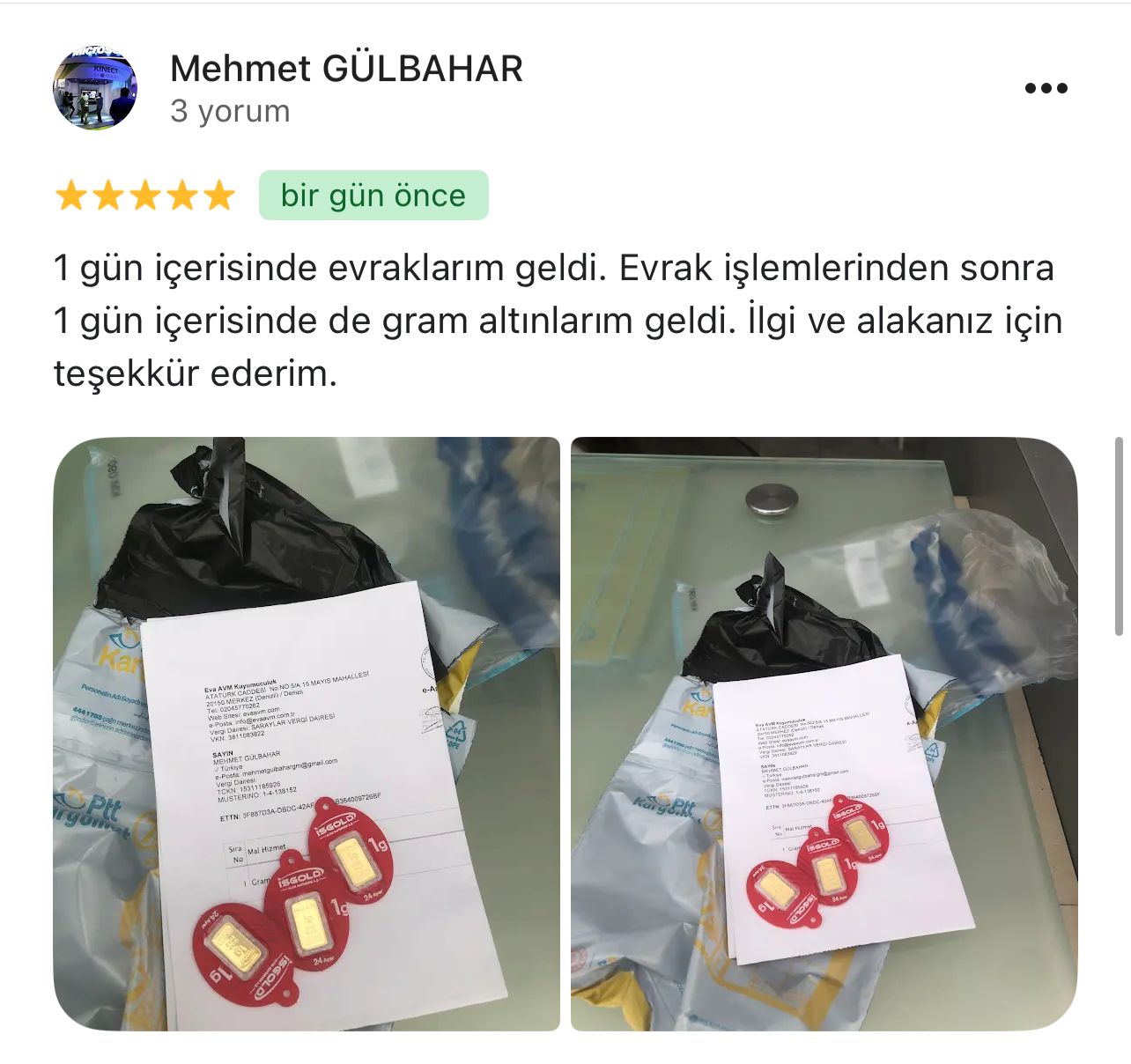 Google yorum görseli - Mehmet GÜLBAHAR
