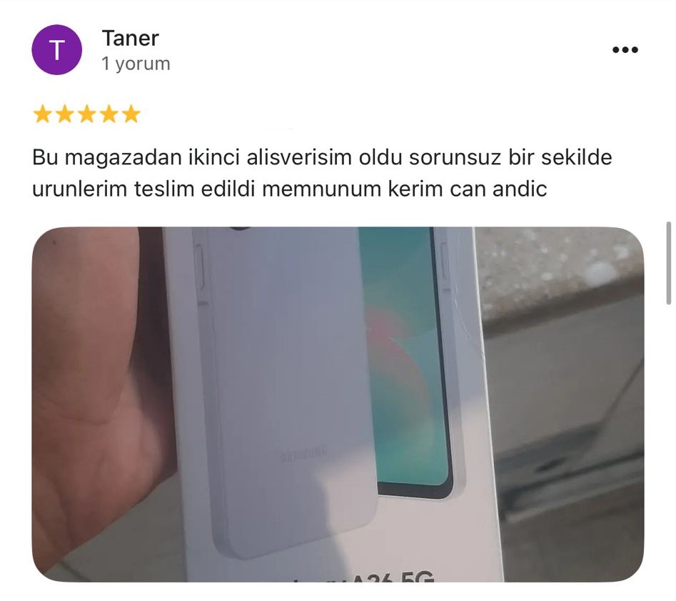 Google yorum görseli - Taner