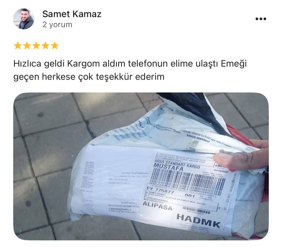 Google yorum görseli - Samet Kamaz