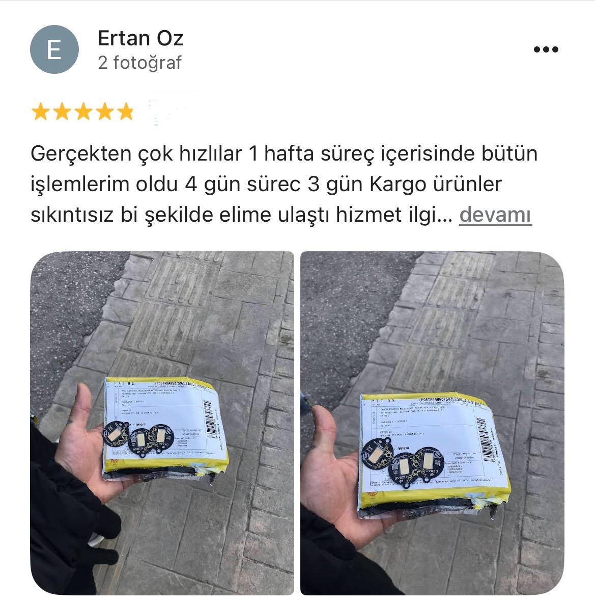 Google yorum görseli - Ertan OZ