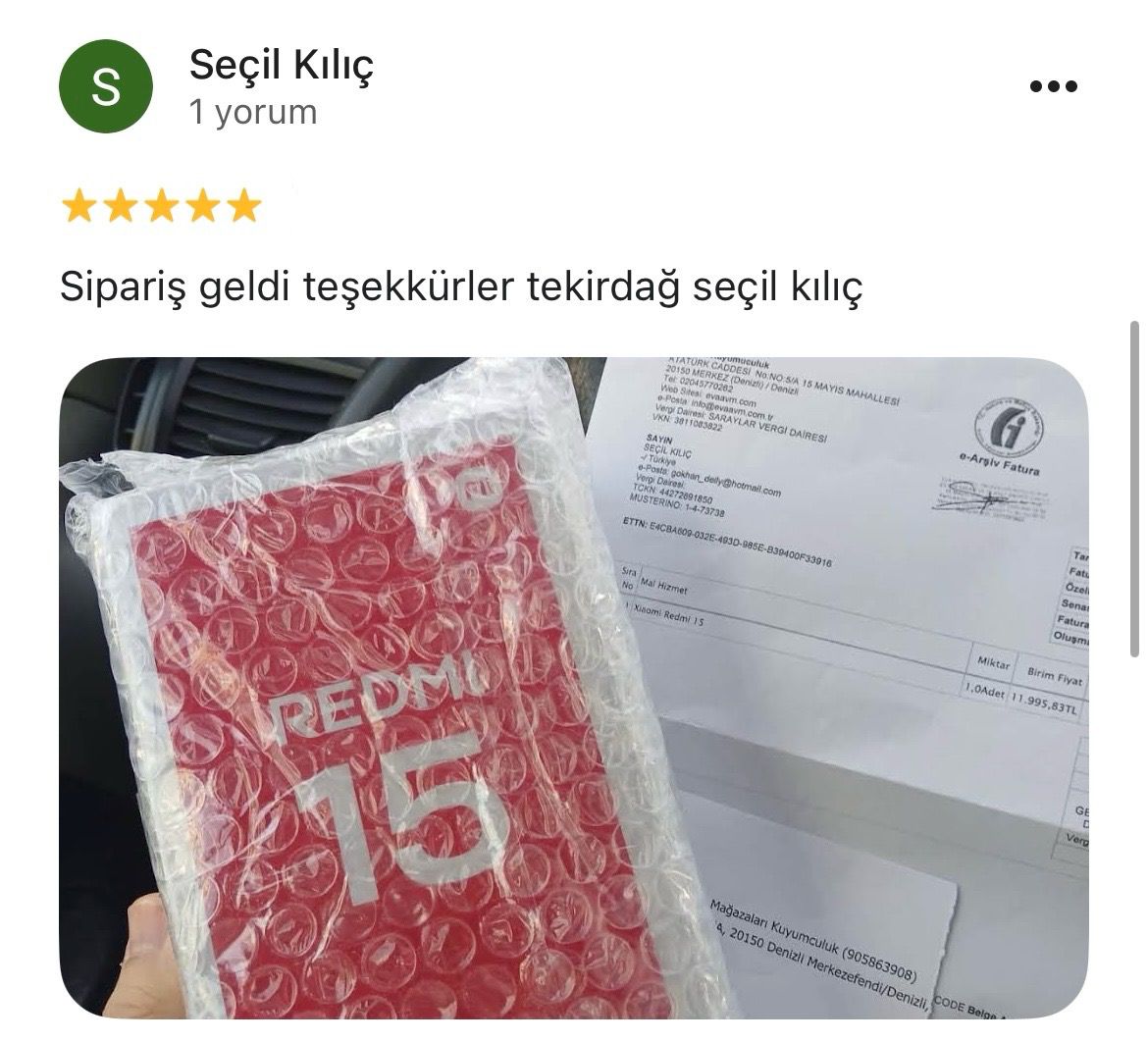 Google yorum görseli - seçil kılıç