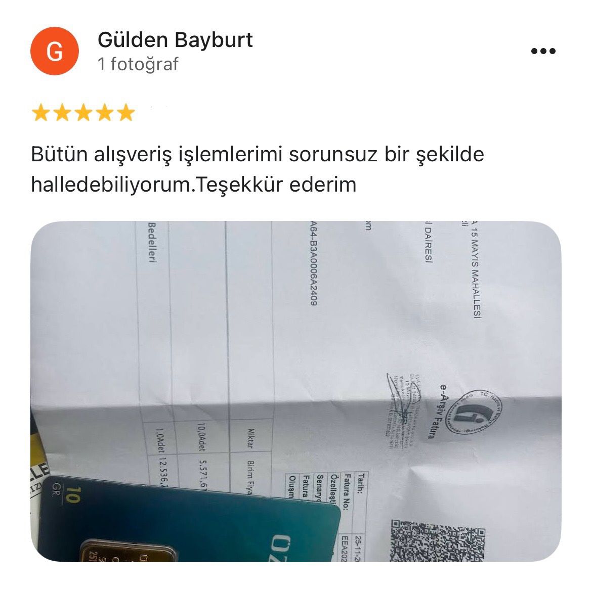 Google yorum görseli - GÜLDEN BAYBURT