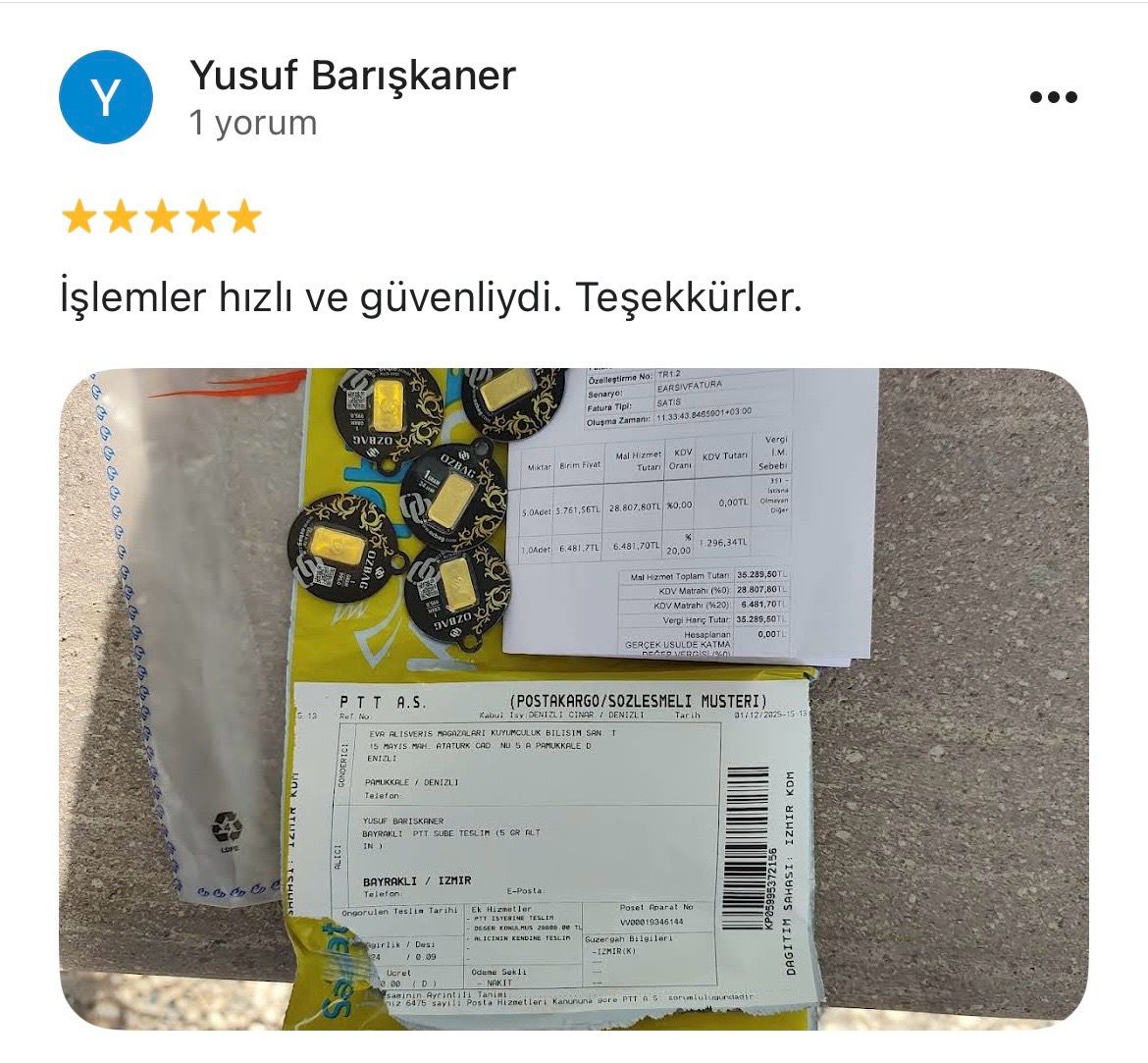 Google yorum görseli - Yusuf Barışkaner