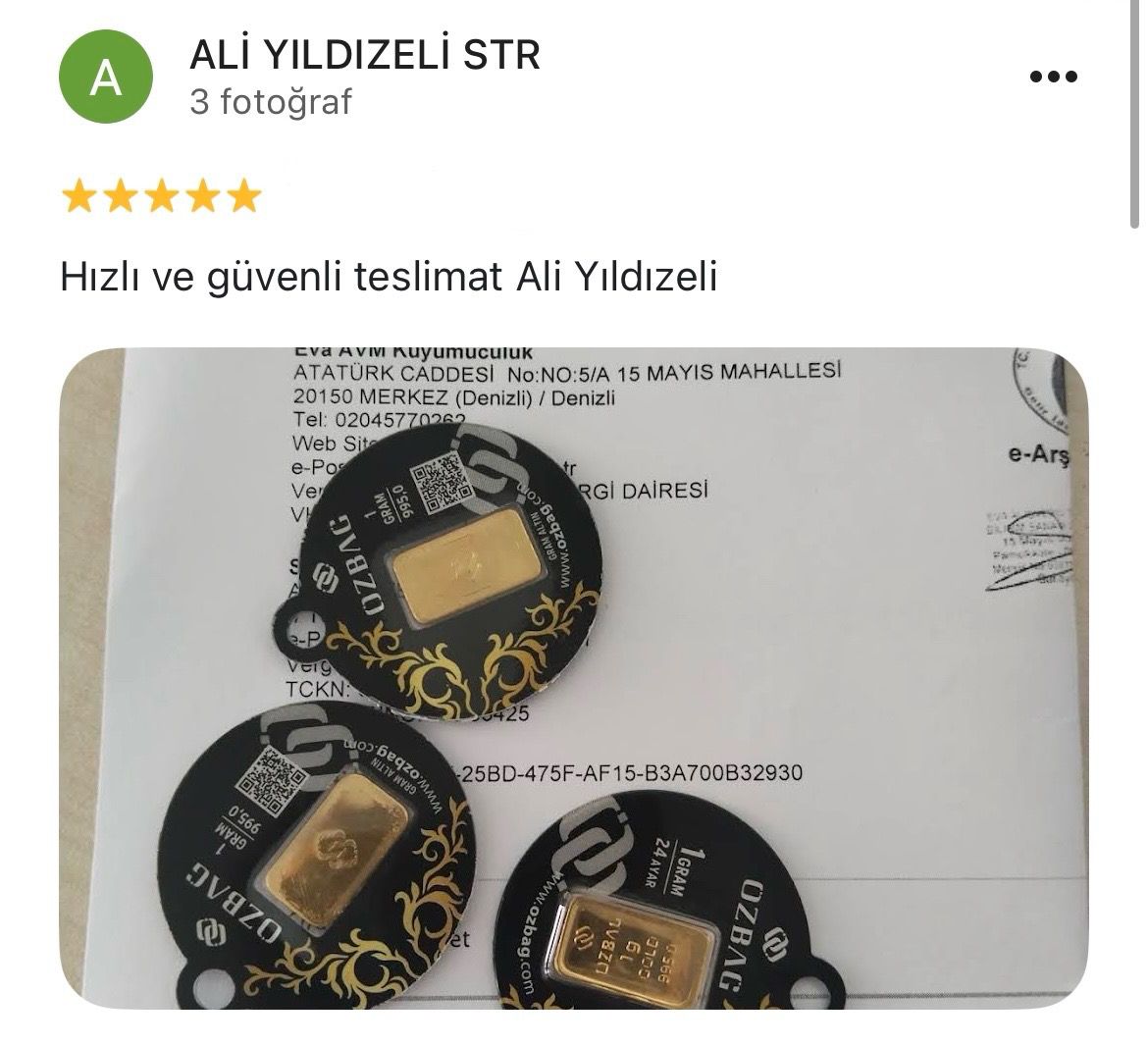 Google yorum görseli - Ali Yıldızeli