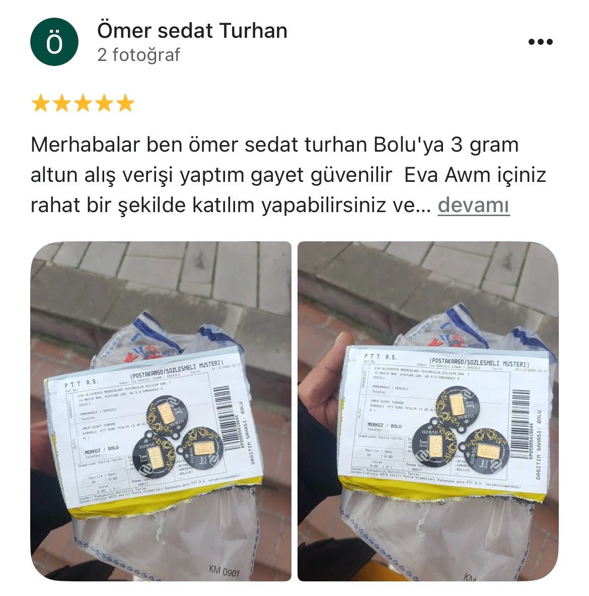Google yorum görseli - Ömer sedat Turhan