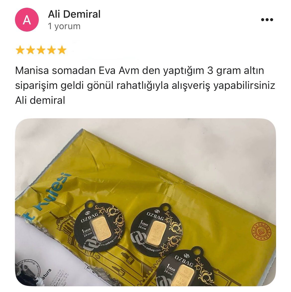 Google yorum görseli -  Ali demiral