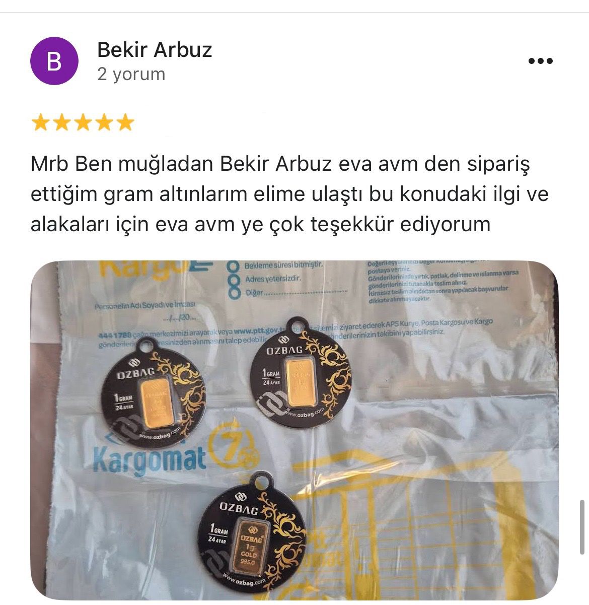 Google yorum görseli - Bekir Arbuz
