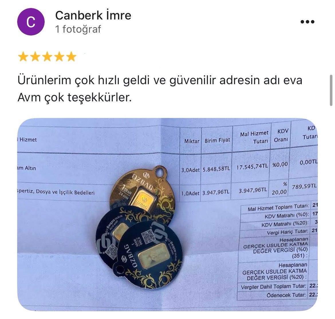 Google yorum görseli - Canberk İmre