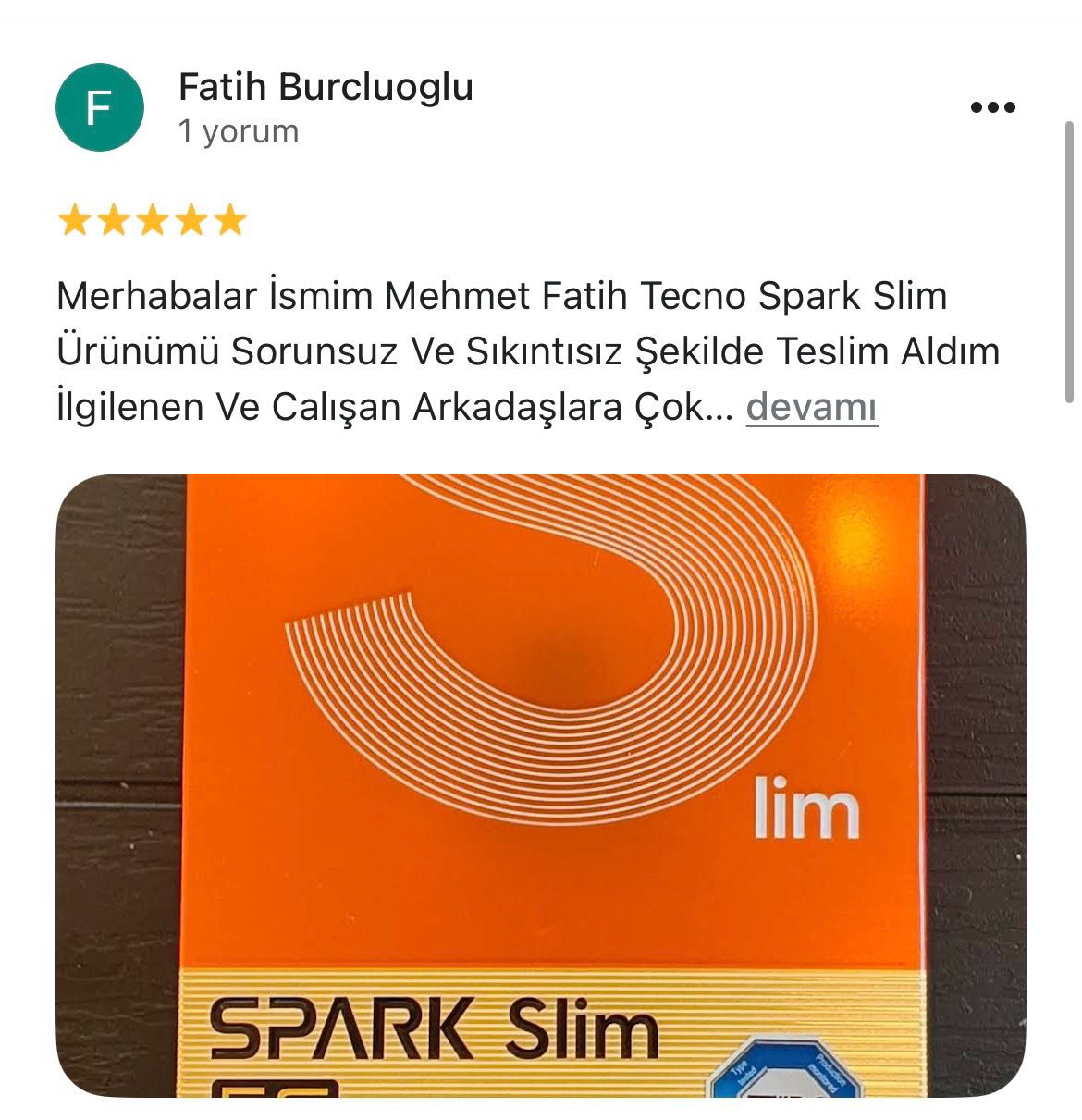 Google yorum görseli - Mehmet Fatih Burcluoğlu 