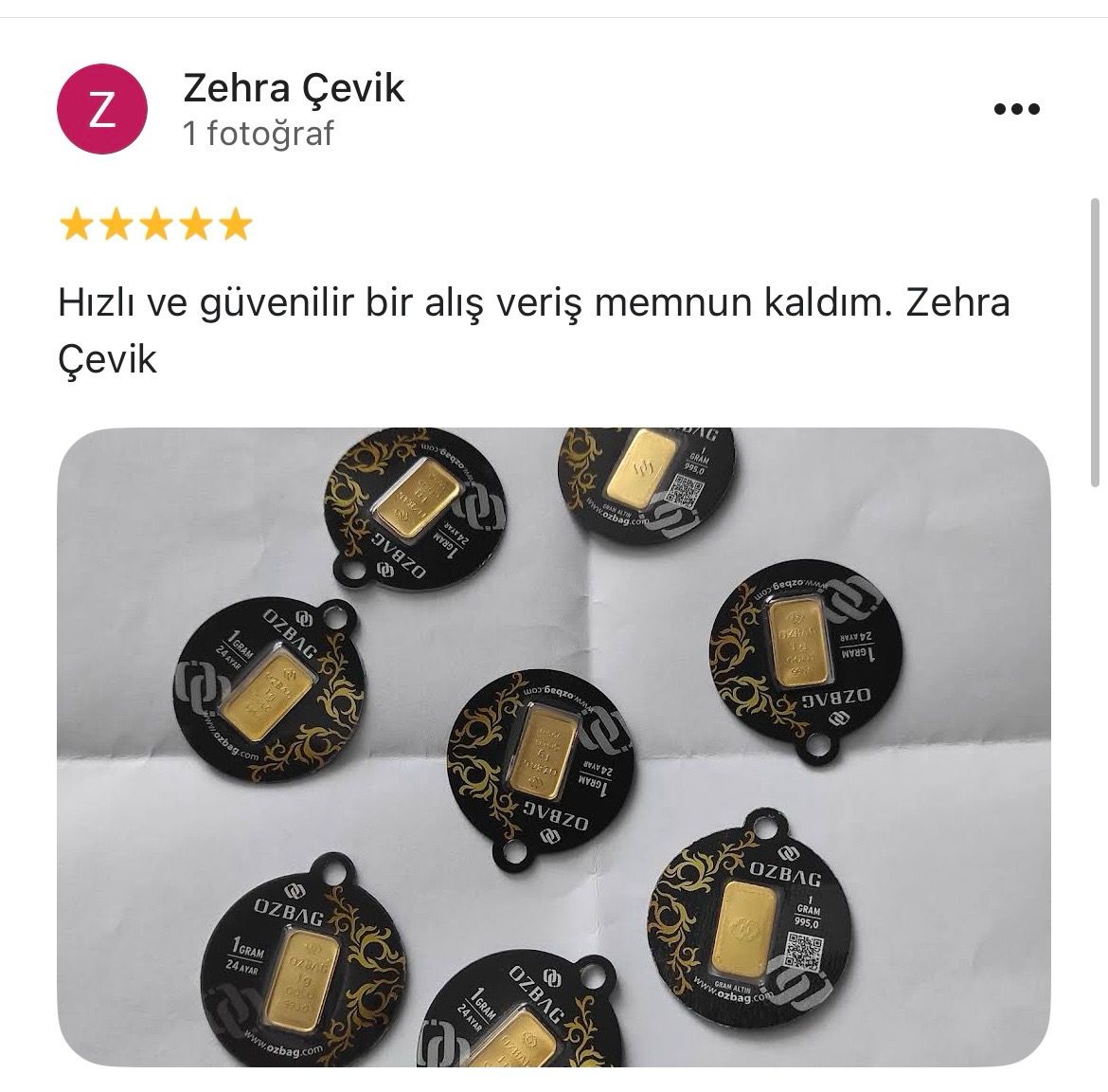 Google yorum görseli - Zehra Çevik