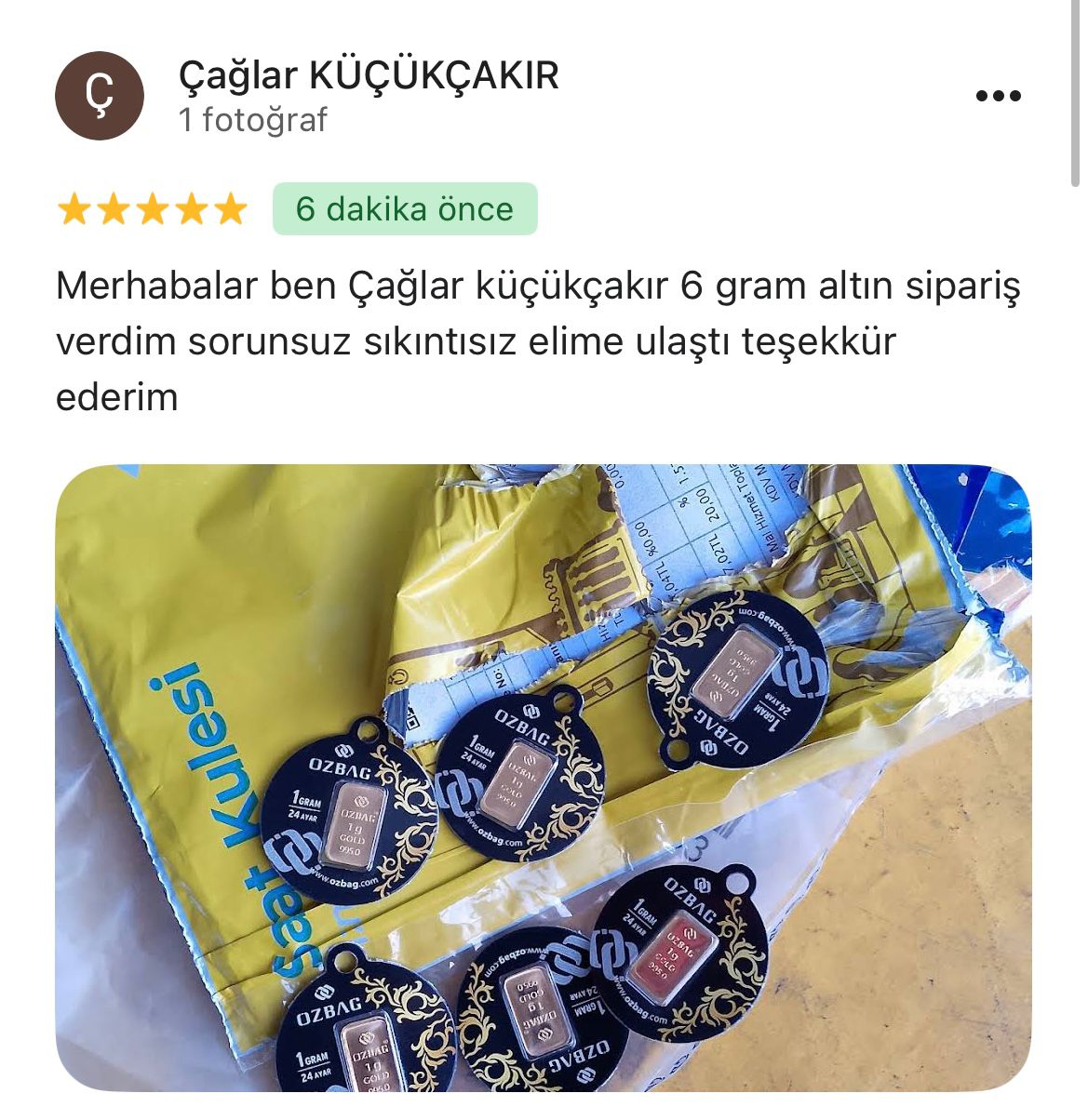 Google yorum görseli - Çağlar küçükçakır 