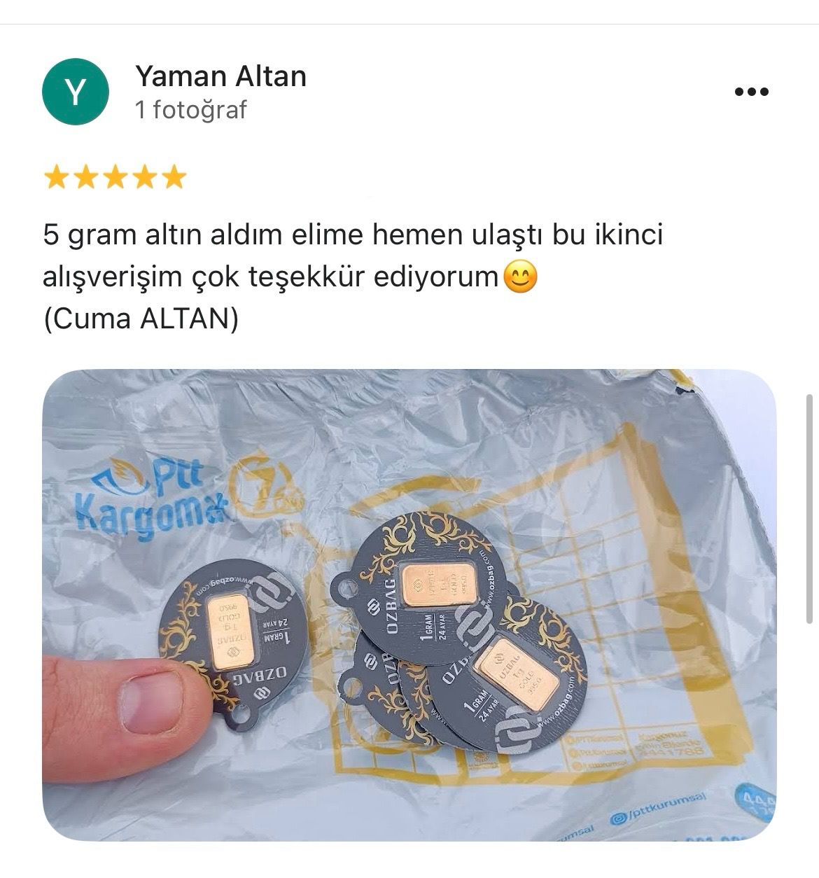 Google yorum görseli - Cuma ALTAN