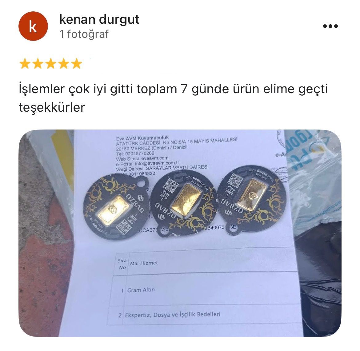 Google yorum görseli - kenan durgut