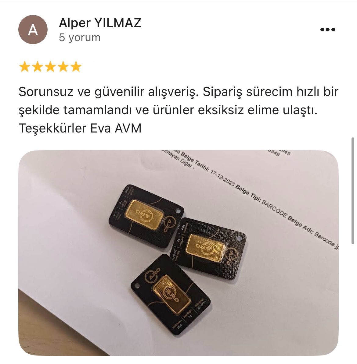 Google yorum görseli - Alper YILMAZ