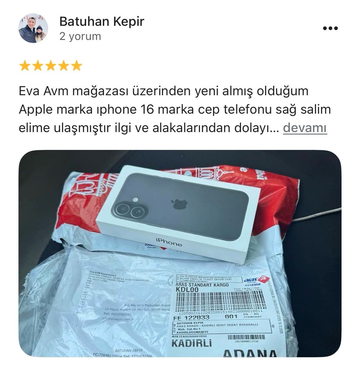 Google yorum görseli - BATUHAN KEPİR