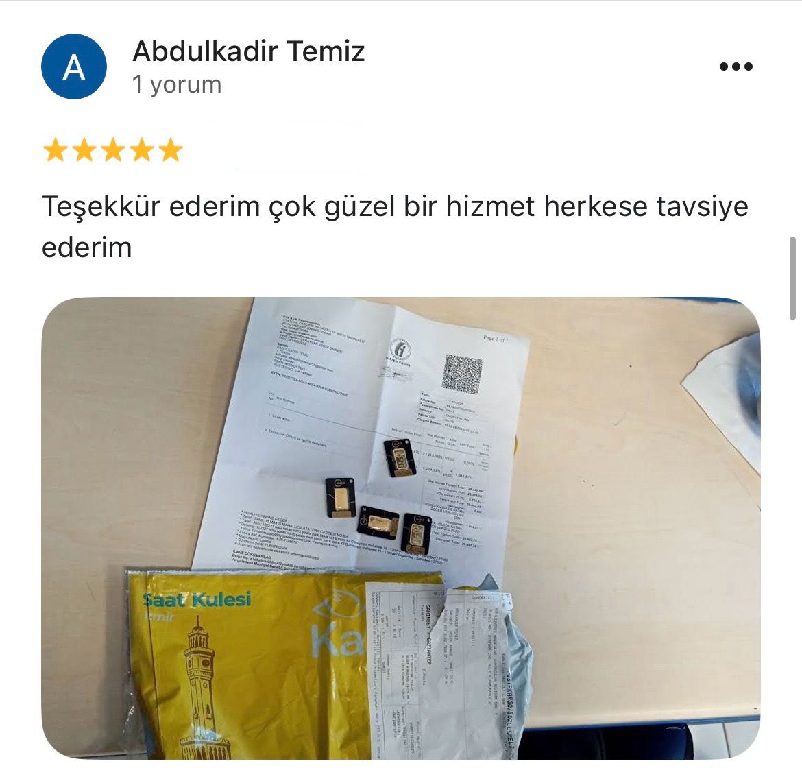 Google yorum görseli - Abdulkadir Deniz