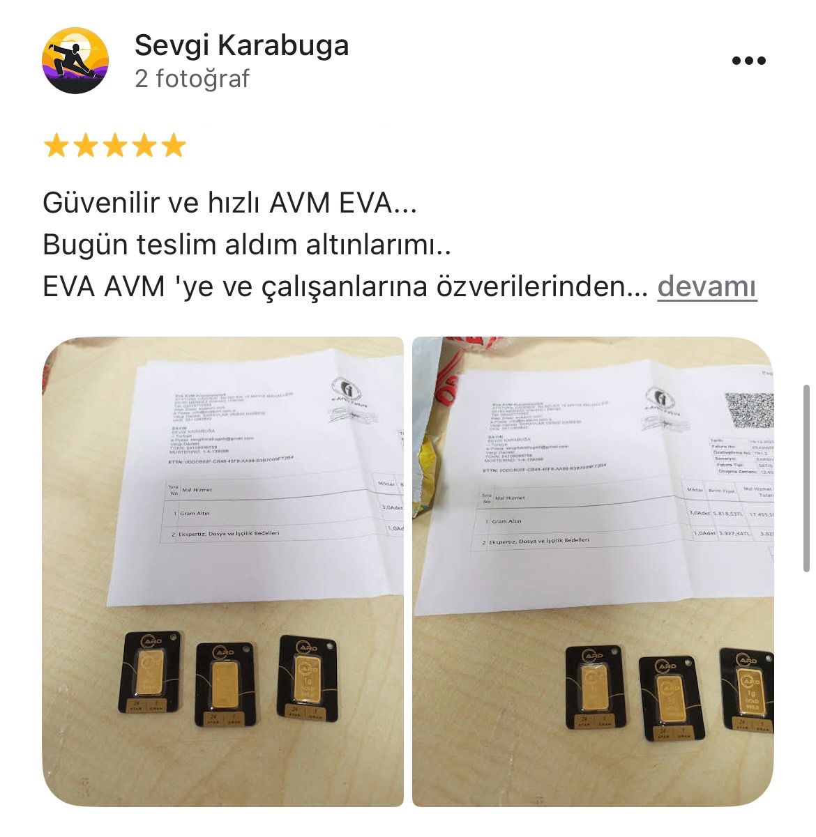 Google yorum görseli - Sevgi Karabuga