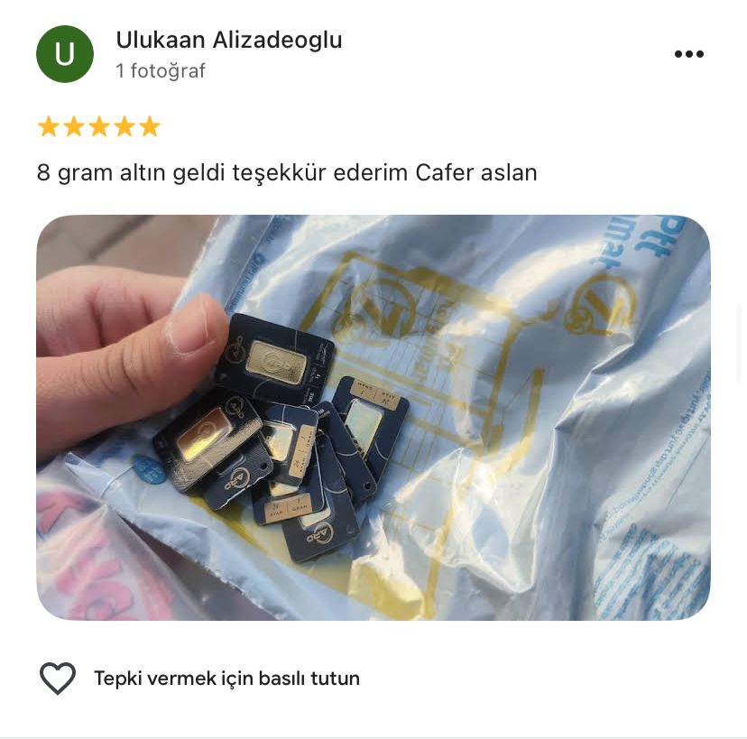 Google yorum görseli - Ulukaan Alizadeoglu