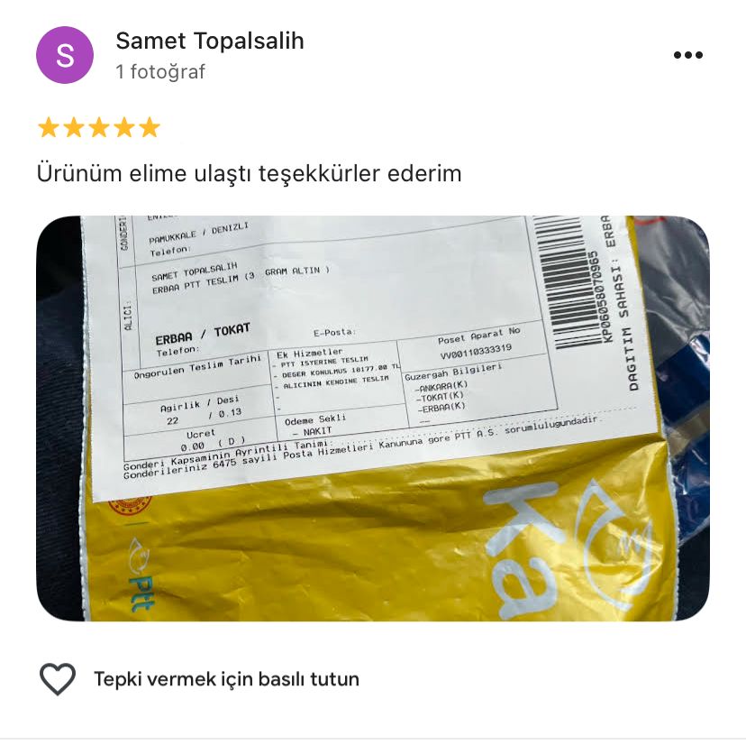 Google yorum görseli - Samet Topalsalih