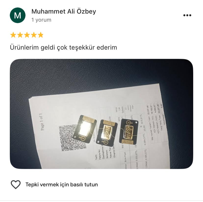 Google yorum görseli - Muhammet Ali Özbey