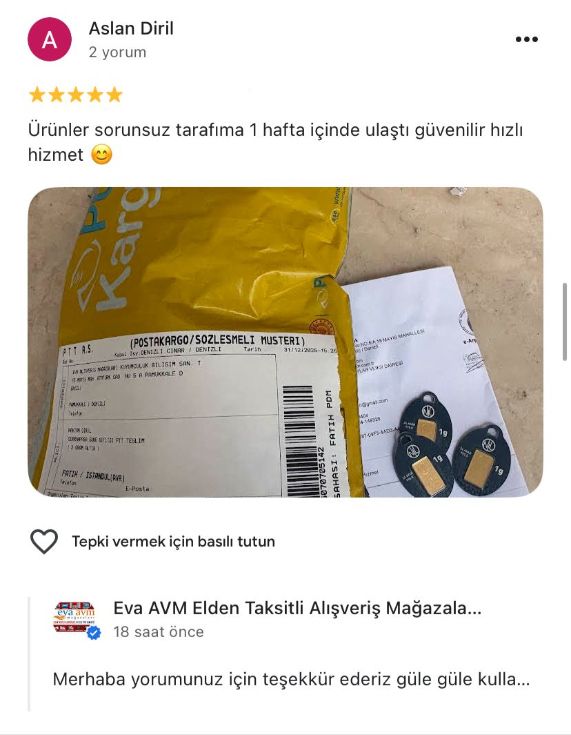 Google yorum görseli - Aslan Diril