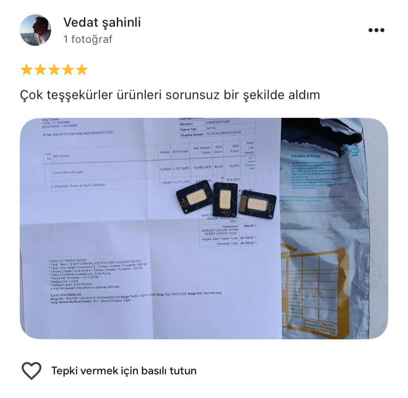 Google yorum görseli - Vedat şahinli