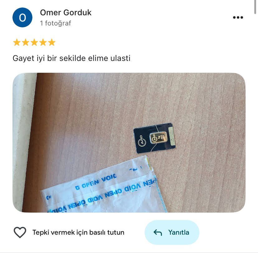 Google yorum görseli - Omer Gorduk
