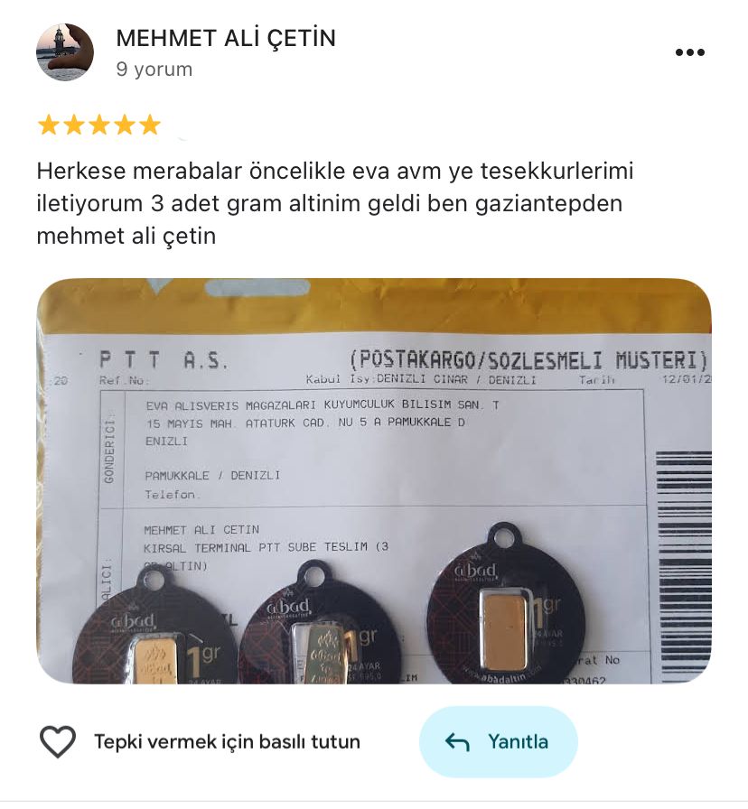 Google yorum görseli - MEHMET ALİ ÇETİN