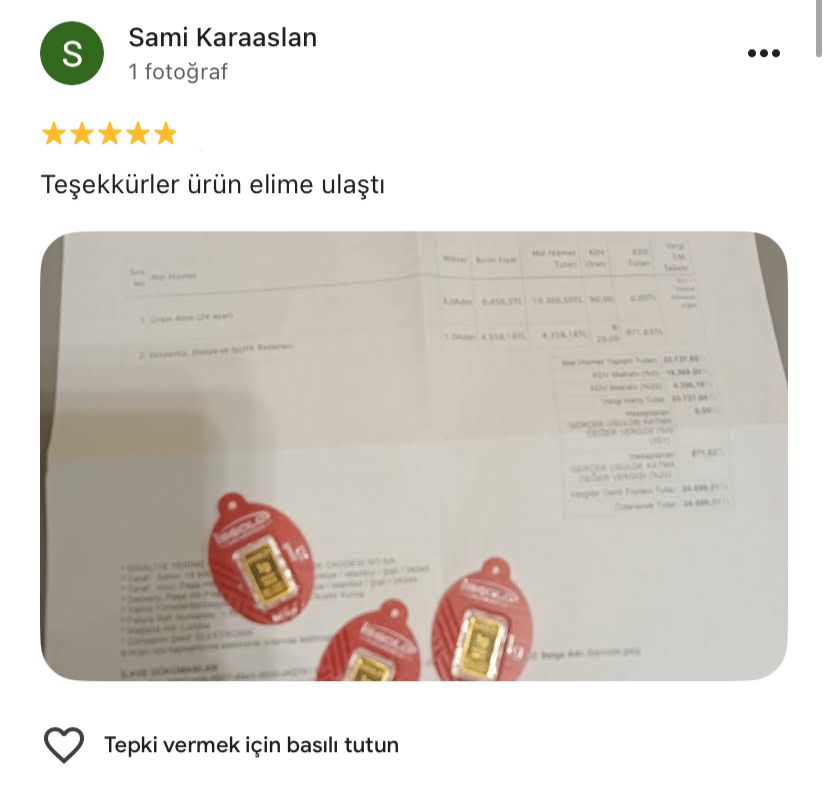 Google yorum görseli - Sami Karaaslan