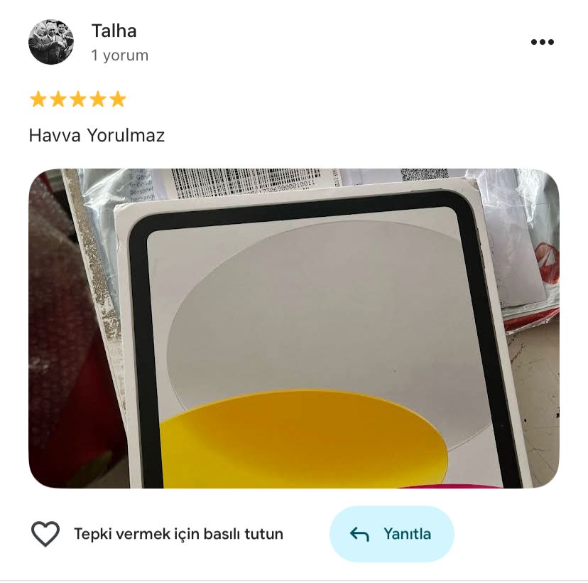 Google yorum görseli - Talha