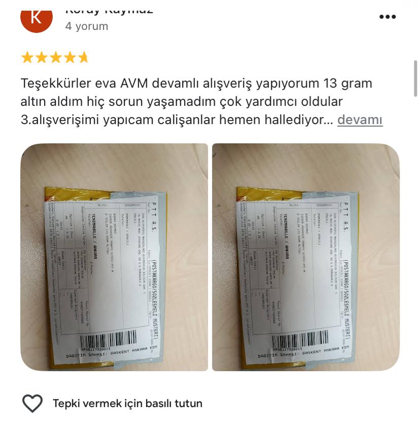 Google yorum görseli - Koray Kaymaz