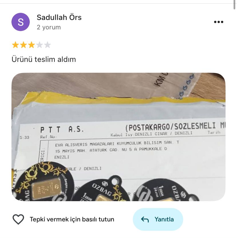 Google yorum görseli - Sadullah Örs