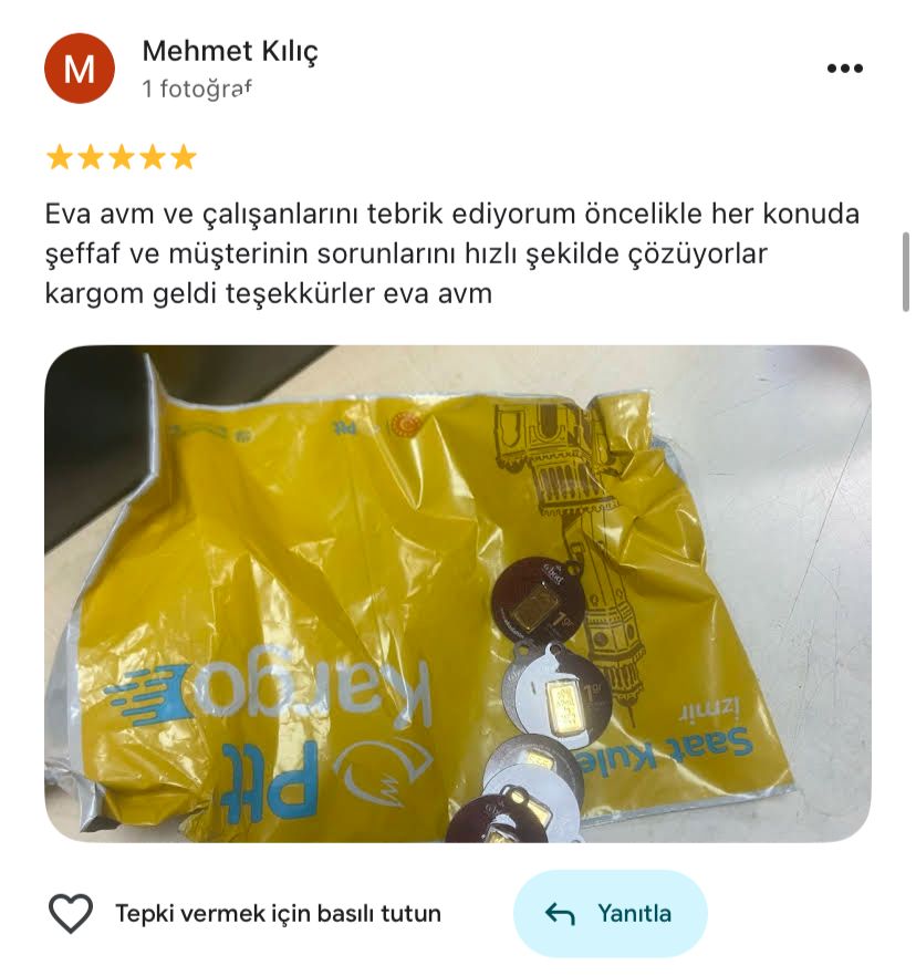 Google yorum görseli - Mehmet Kılıç